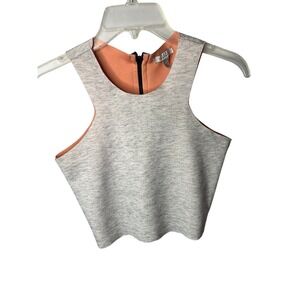 Women's Small Zara Trafaluc Full Zip Tank Top Grey Active‎ Gym  Crop